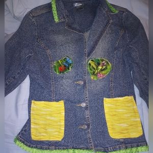 Hand crafted embellished jean jacket